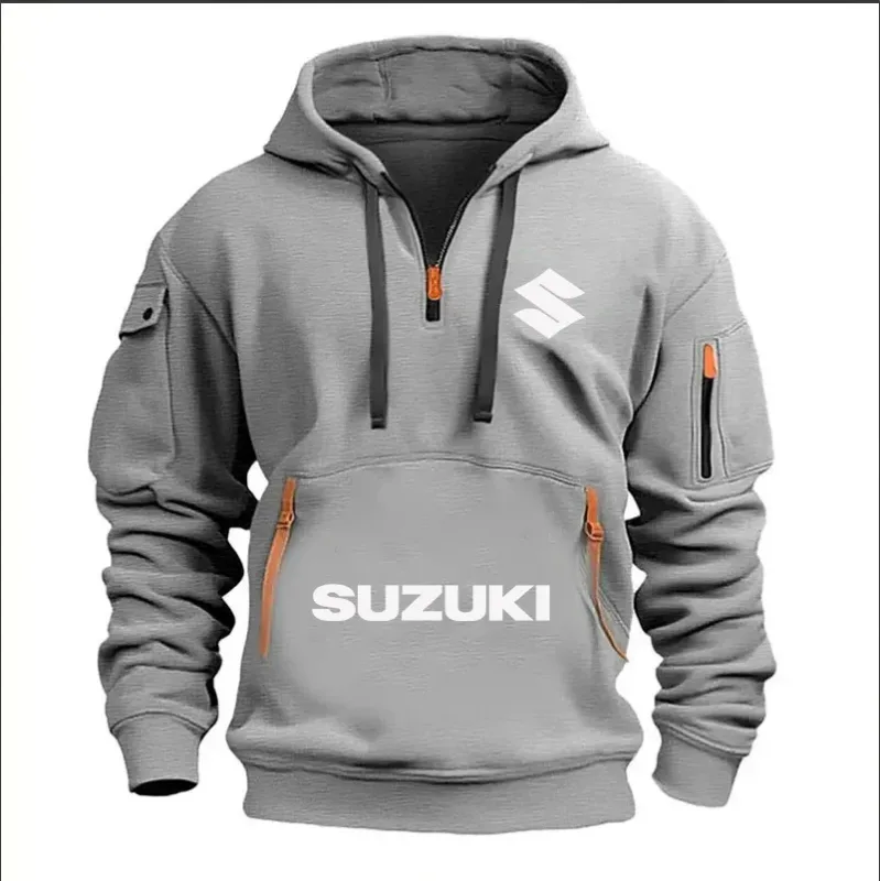 Suzuki Logo Men's Outdoor Hoodie Half Stand Collar Warm Shirt for Cycling Autumn Winter 2026 New Collection — image 5