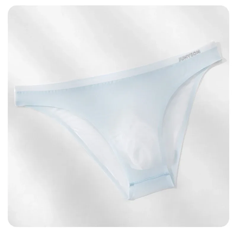 Sem costura de secagem rápida cuecas masculinas cor sólida seda gelo ultra-fino cuecas sexy respirável 3d bolsa calcinha — image 22
