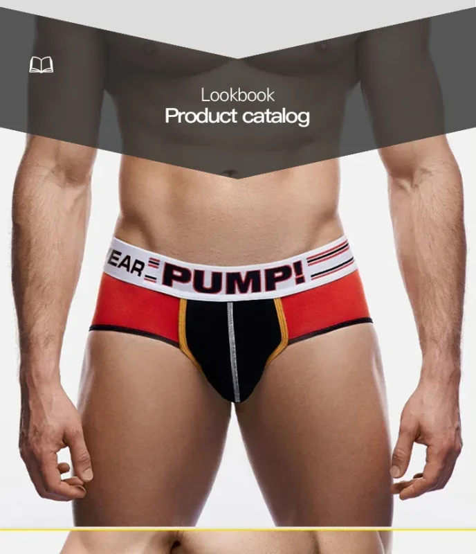 Panlalaking Cotton Color Block Brief, Pump! Logo Wide Waistband Low Rise Sexy 3D Convex Pouch Underwear 3256813080433415 — image 17