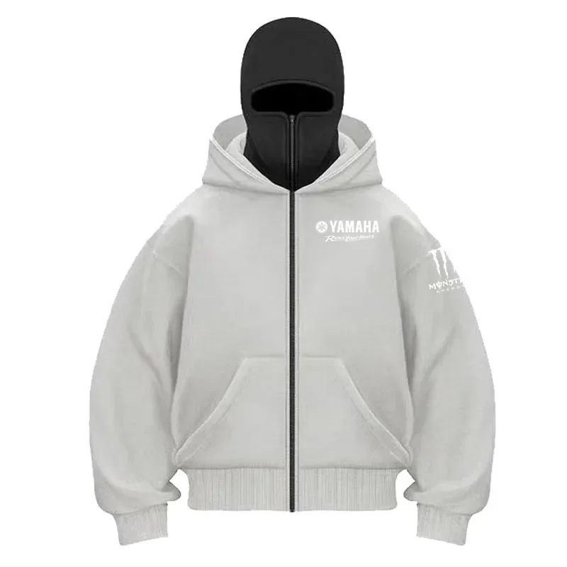 Máscara de ciclismo de algodão com logotipo da Yamaha, moletom com capuz com zíper, masculino e feminino, outono e inverno, novo estilo, moda casual, retrô, ciclismo — image 5