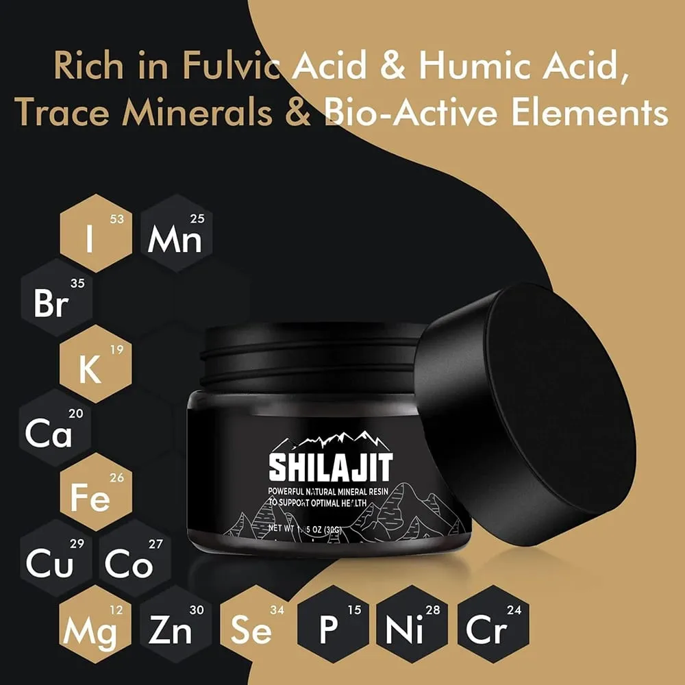 Eredeti szibériai tiszta shilajit fulvosavval és nyomelemekkel, valamint 85+ huminsav-kiegészítő gél energiával és immunrendszerrel — image 2