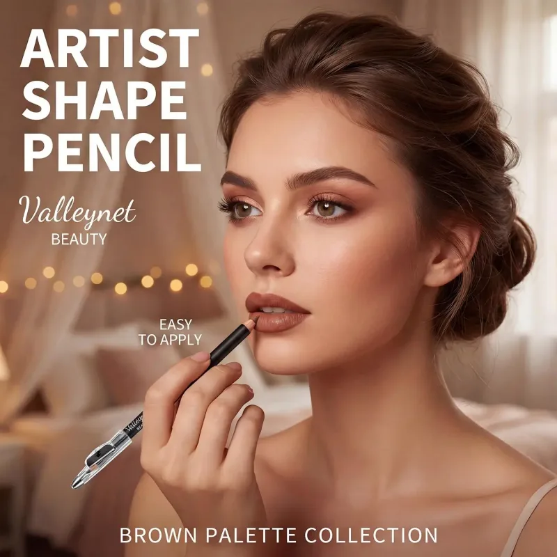 4 Piece Brown Shades Lip Liner Set Matte Waterproof Compatible with Various Lip Glosses and Lipsticks Portable Bag Size
