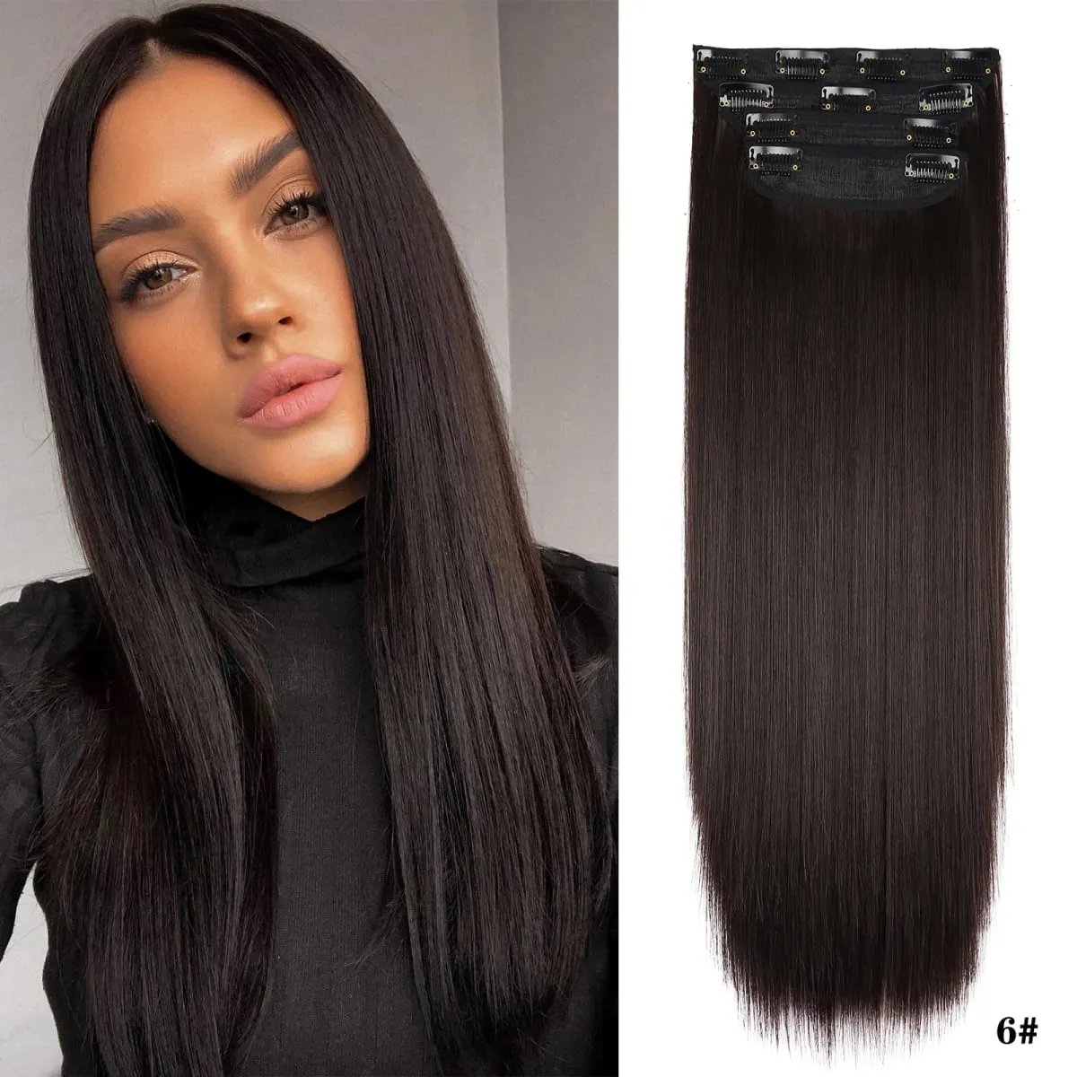 Leeons Wavy Clip In Hair Extensions 4 τμχ Φυσικά μαλακά μακριά κυματιστά Hairpieces Χοντρό διπλό κλιπ υφαδιού σε επεκτάσεις μαλλιών για γυναίκες — image 26