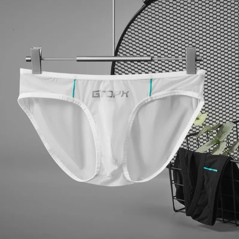 Ice Silk Briefs Comfortable Mens Sexy Panties Breathable Pouch Jockstrap Low Rise Daily Simple Intimate Underwear — image 3