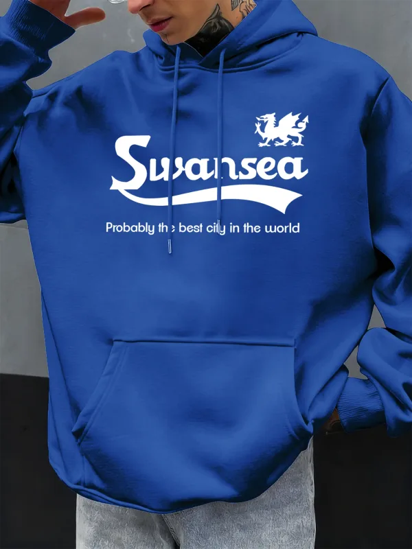 Swansea The Best City Letter Design Autumn Men Hoody Pocket Hoodie Kasual Fleece Soft Pullover Pakaian Hip Hop Tops Longgar — image 10