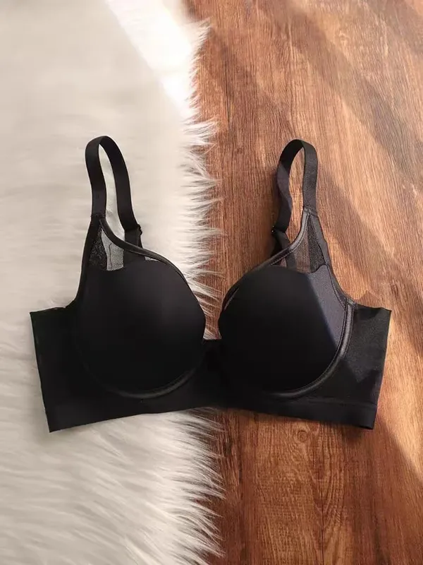 Plus Size Seamless Thin Push Up Lingerie For Women Large Breasts Look Smaller Anti-sagging Soft Underwire Bra
