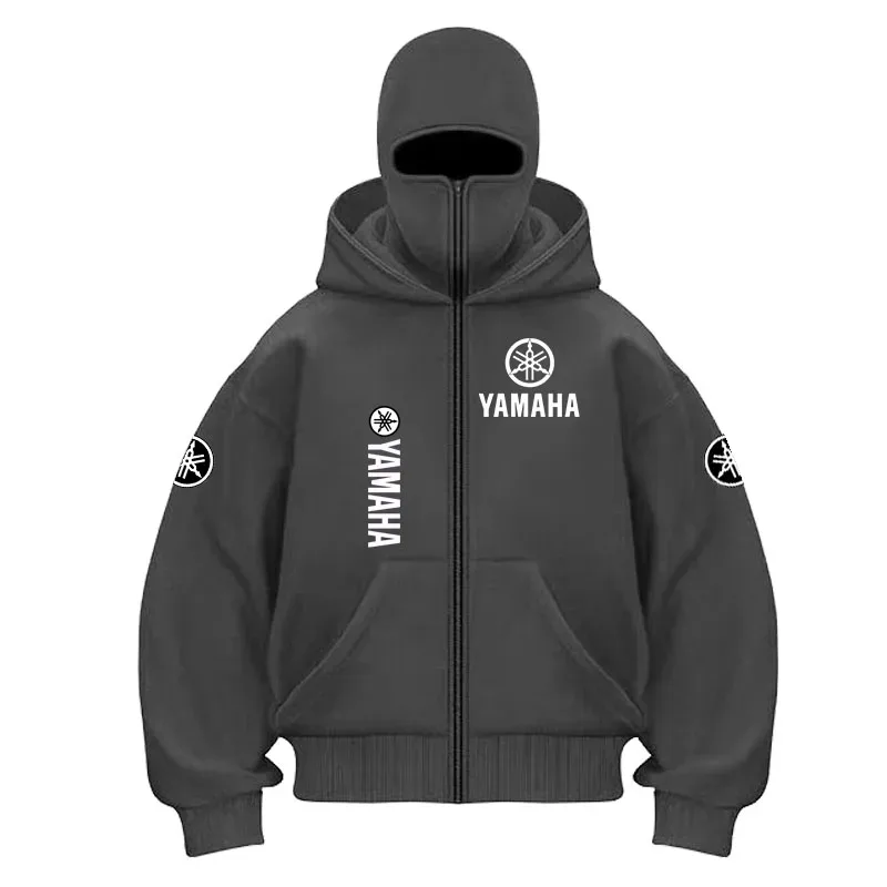 Máscara de ciclismo de algodão com logotipo da Yamaha, moletom com capuz com zíper, masculino e feminino, outono e inverno, novo estilo, moda casual, retrô, ciclismo — image 11