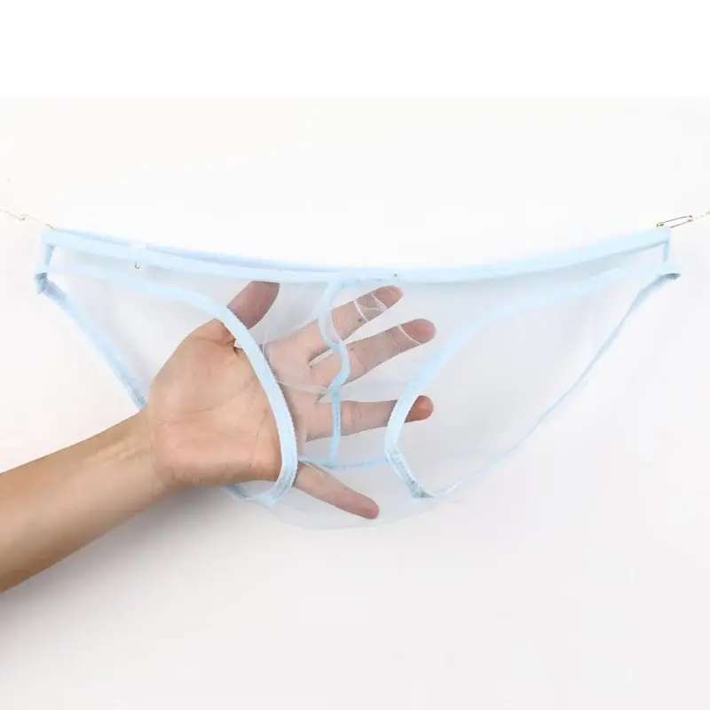 Men's Large Size Low Waist Mesh Briefs, Ultrathin Transparent Underwear, with U Convex Bag, Various Colors Available