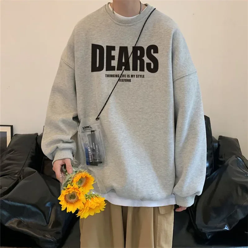 Autumn Men's High Street Letter Print O-Neck Hoodies 2026 Casual Fashion Graphic Long Sleeve Tops Y2K Youthful Basic Sweatshirts — image 11