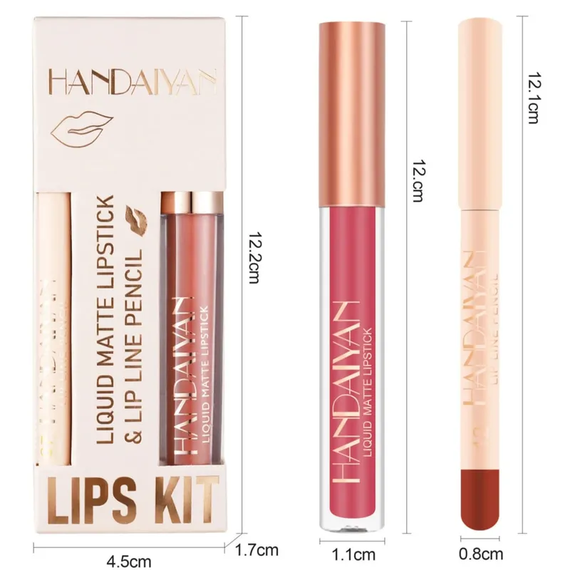 Ensemble de rouge à lèvres 2 en 1 pour femmes, avec crayon à lèvres, imperméable, longue durée, maquillage coréen, finition mate, Kit de cosmétiques, livraison gratuite