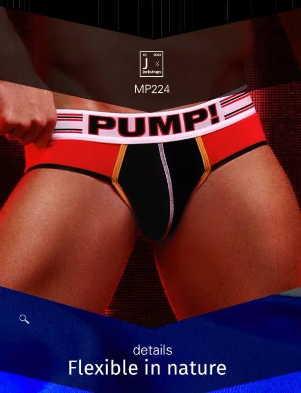 Panlalaking Cotton Color Block Brief, Pump! Logo Wide Waistband Low Rise Sexy 3D Convex Pouch Underwear 3256813080433415 — image 9
