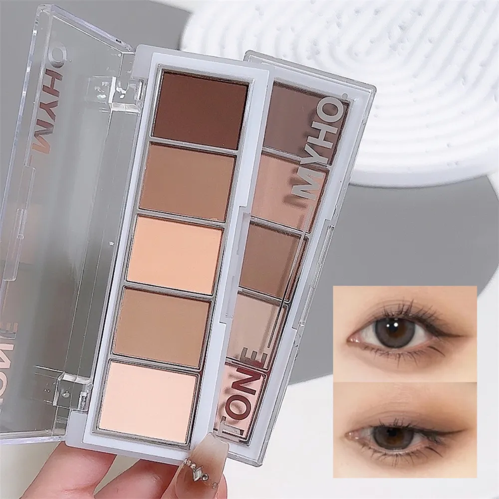 5-color Eyeshadow Palette Matte Natural Brown Portable Bronzers Cosmetic Contouring Shadow Earth Color Eye Shadow Makeup Palette — image 6