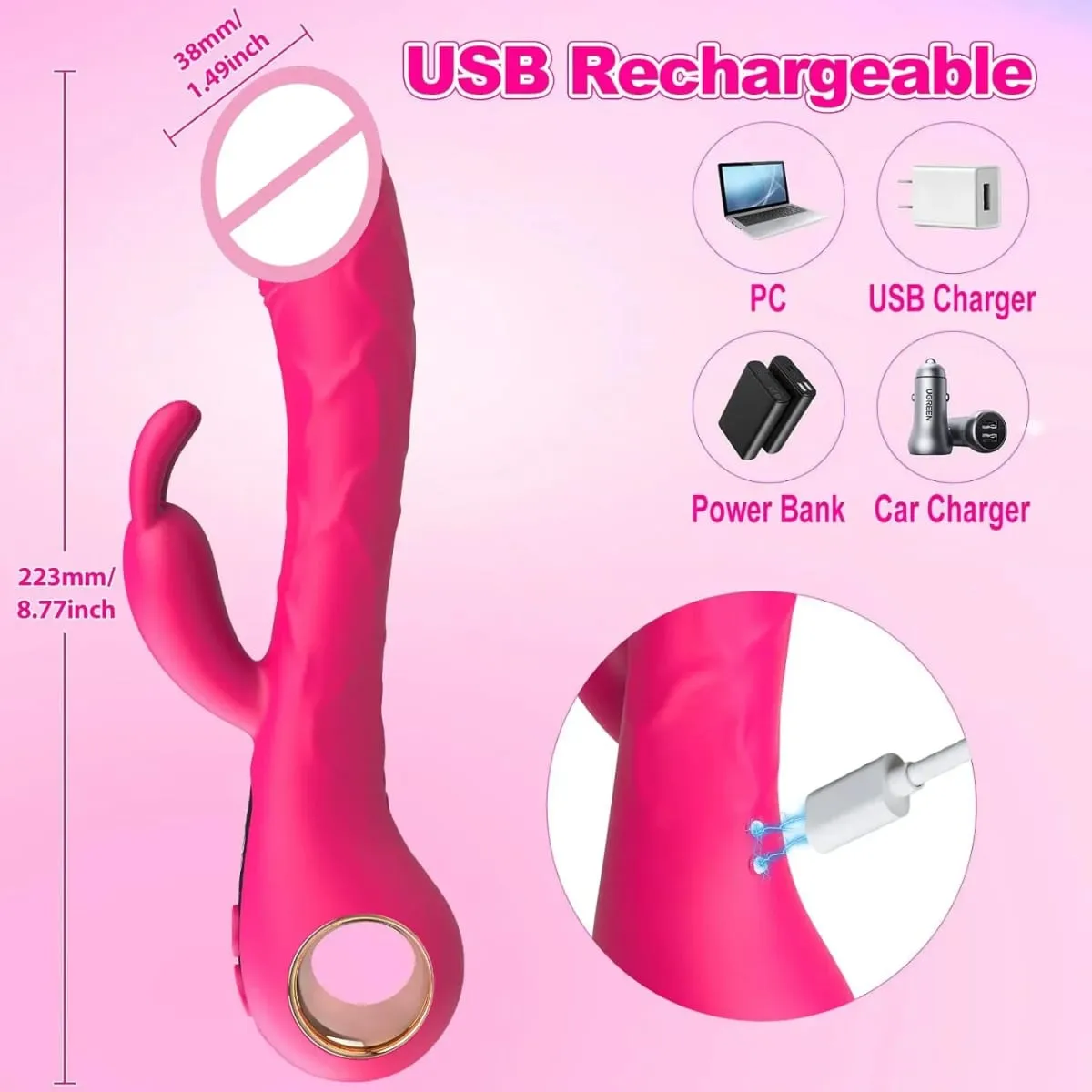 נקבה תצוגת LCD ארנב אוזן רטט דגדגן פטמת Gspot להקניט דילדו ממריץ נרתיק אוננות צעצועי מין לנשים זוג