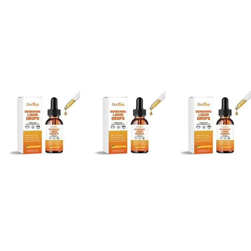 Docteat Berberine HCl Folyékony cseppek Támogatják az emésztés egészségét ceyloni fahéjjal és zöld kávébab ananász ízesítéssel 60 ml — image 9