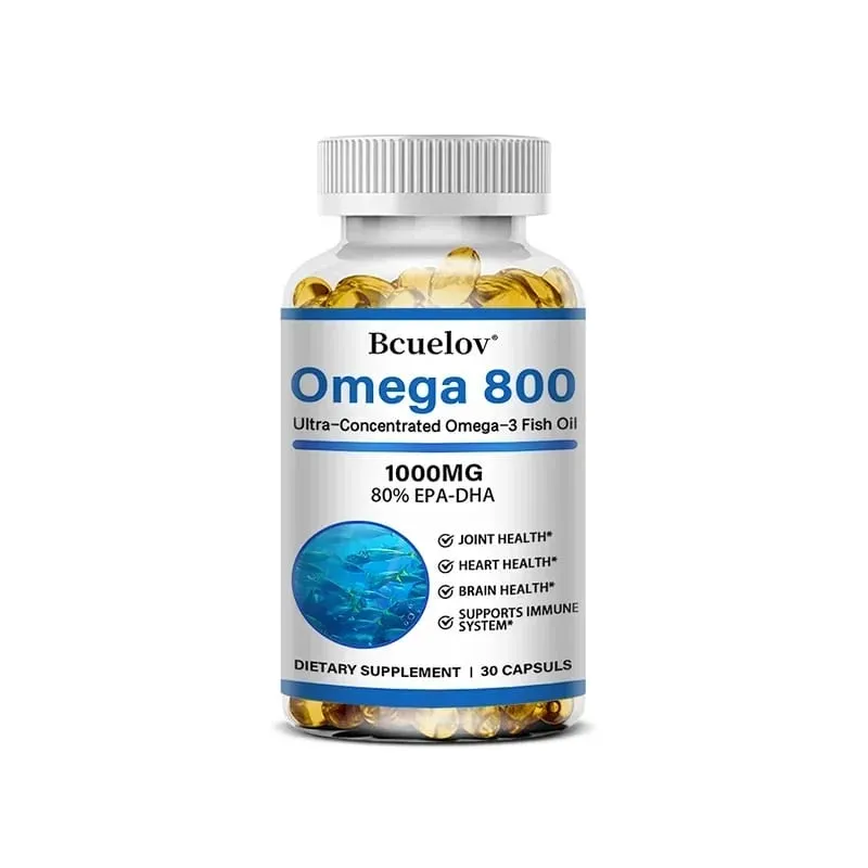 Bcuelov halolaj Omega 3 kiegészítők 1000 mg Softgels Omega 3 halolaj az egészséges szív agy támogatásáért 30/60/120 kapszula — image 8