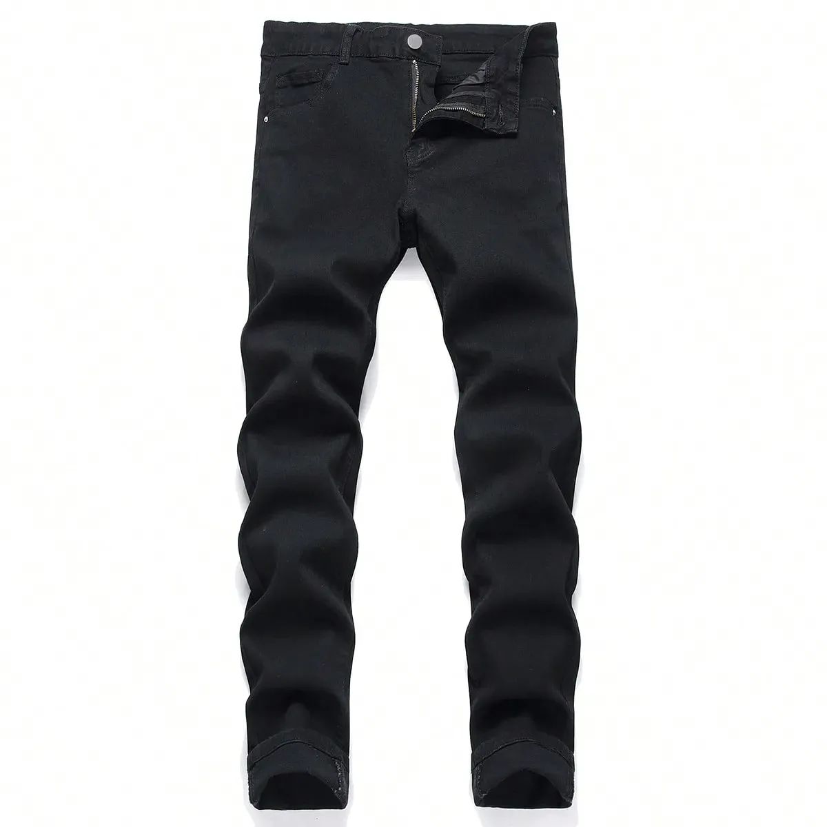 Férfi nagy nyúlású tömör fekete farmer farmer Skinny Slim Fit farmer nadrág Férfi klasszikus alkalmi hétköznapi üzleti utcai nadrág — image 2