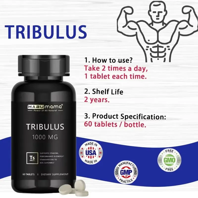 High Purity Tribulus Terrestris Pills Male Enhancing Supplement Boosts Energy Stamina & Fast Acting 60 tablets