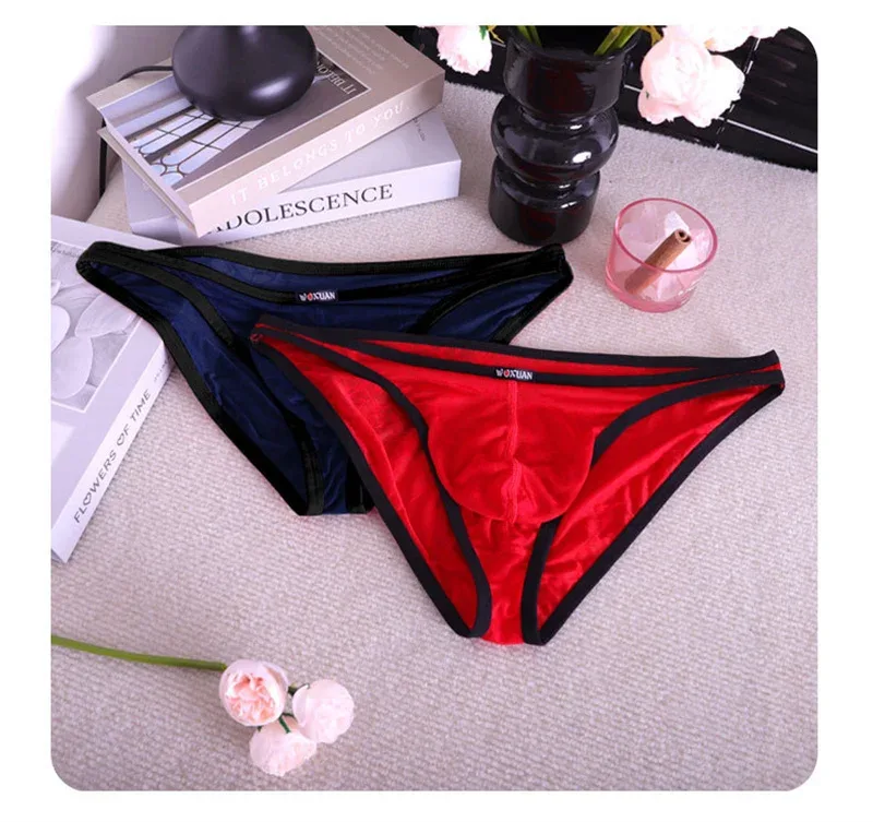3PCS Lace Convex Briefs Men's Briefs Transparent Sexy Low Waist Mesh Quick-drying Solid Color Breathable Men Underwear — image 19