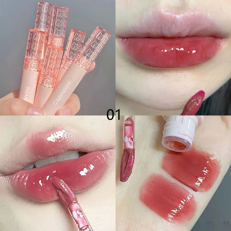 1 PC Mirror Water Lip Gloss דובדבן ורוד שקוף עמיד למים עמיד למים לחות עירום גוון שקוף זכוכית איפור שמן — image 9