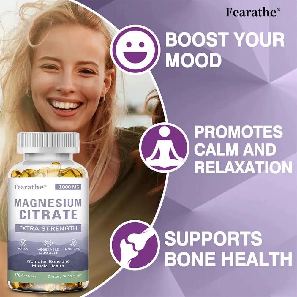 Magnesium Citrate 1000 Mg - Maximized Absorption Supports Muscle Nerve Bone Sleep and Heart Health - 120 Capsules — image 4