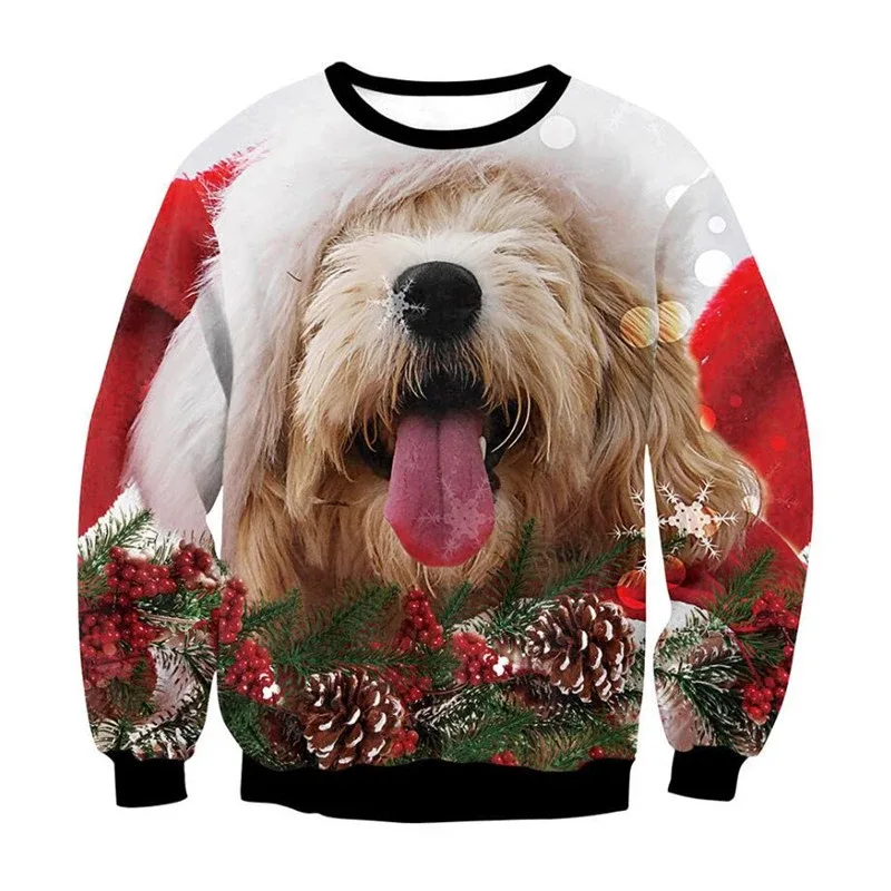 Festival Christmas Pattern Sweatshirts For Men Humping Reindeer 3D Printed Pullover Holiday Party O-Neck Hoodies Long Sleeves — image 7