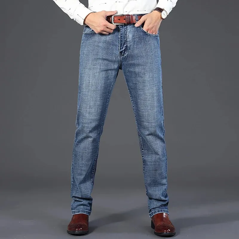 Wthinlee 8 modellek tavaszi őszi üzleti farmerek Férfi Alkalmi Egyenes Stretch Divat Klasszikus Munka Farmer nadrág Márka Ruházat