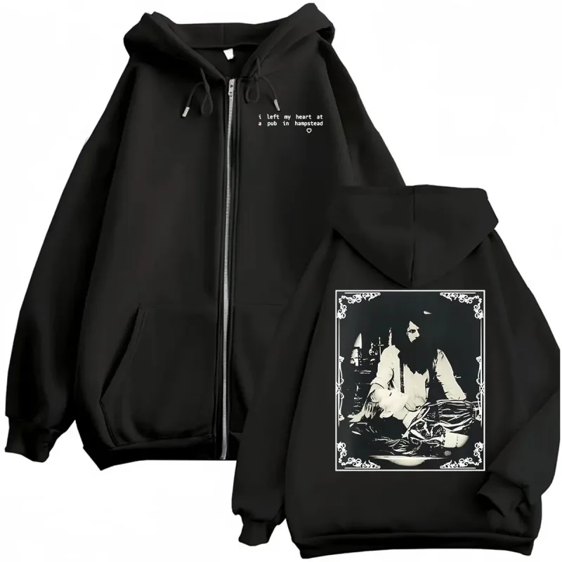 Ariana Grande I Left My Heart At A Pub in Hampstead Sweatshirt Jacket Coats Men Women Harajuku Gothic High Street Zipper Hoodies — image 1
