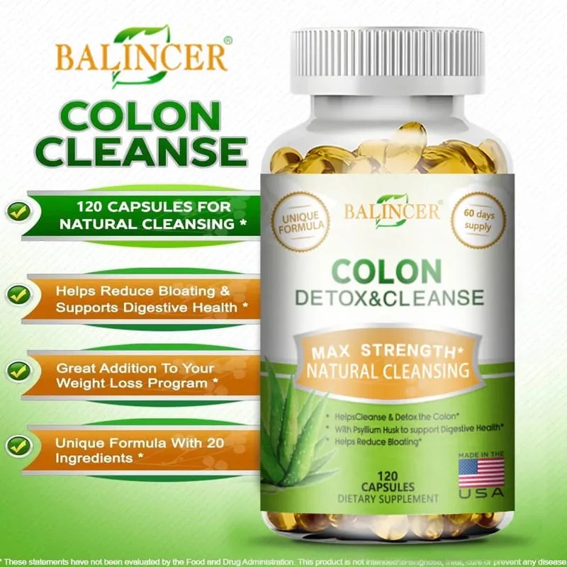 Balincer Colon Cleansing Supplement - Full Body Colon Digestive Regulation and Gut Health for Men and Women 120 Capsules — image 2
