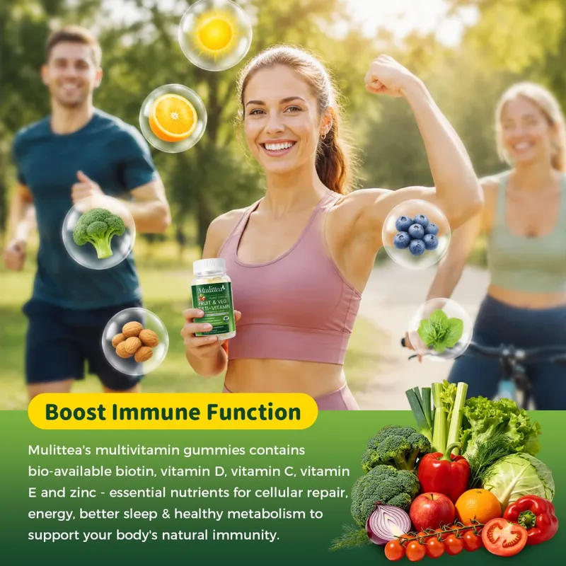 Mulittea Natural Vegetable & Fruit Gummies Anti-Constipation Detox Daily Fruit Help Digestion Multiple Vitamins Supplement — image 4
