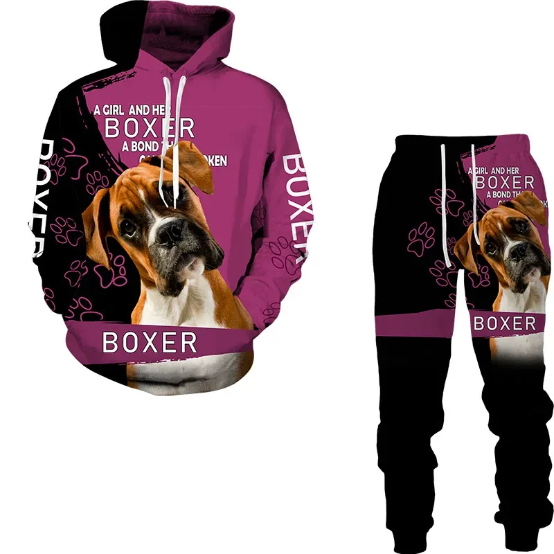 Funny Dog Animal 3D Printed Hoodie Suit Men Autumn Casual Sweatshirts Sweatpants Fashion Two Piece Tracksuit Set Men's Clothing — image 2