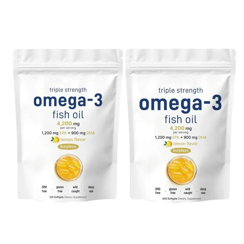 Συμπληρώματα Triple Strength Omega 3 Fish Oil 4200mg ανά μερίδα 120 μαλακές γέλη με γεύση λεμόνι Burpless EPA — image 5