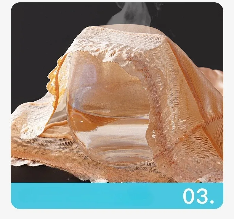Flor renda malha oco para fora sexy roupa interior masculina de seda gelo respirável sem costura fina triângulo calças macio traceless cuecas masculinas — image 15