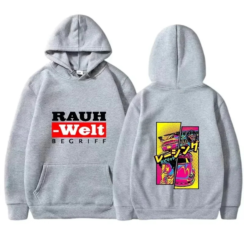 Rauh Welt Hoodie Bil Widebody Tuning JDM Racing Pop Art Comic Estetisk Svart Oversized Casual Sweatshirt Långärmad — image 3