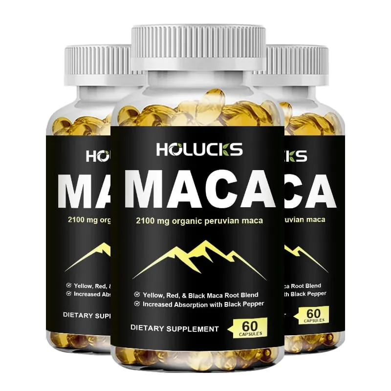 Organic Maca Root Capsules 2100mg with Black Pepper Supports Energy Endurance Mood Reproductive Health & Vitality