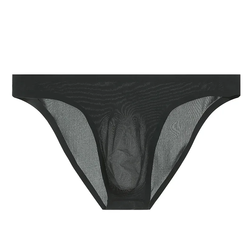 Herr Ice Silk Seamless Ultra-Tunn Underkläder Transparent Snabbtork Sexiga Pouch Trosor Man Seamless Andningsbara Trosor Kalsonger — image 24