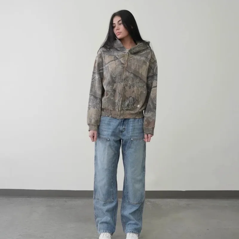 Y2K Retro zip up Hoodie Men Camouflage Pattern zipper Sweatshirt High Street Hip Hop Streetwear Oversized Unisex Camo Hoodie — image 6