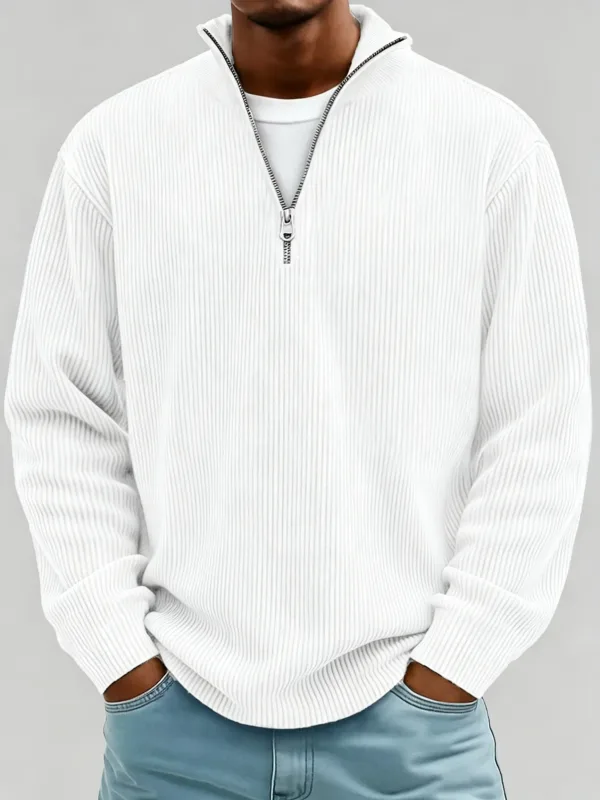 Outono inverno masculino gola zip-up moletom solto manga longa casual diário ao ar livre moda na moda casacos masculinos — image 12
