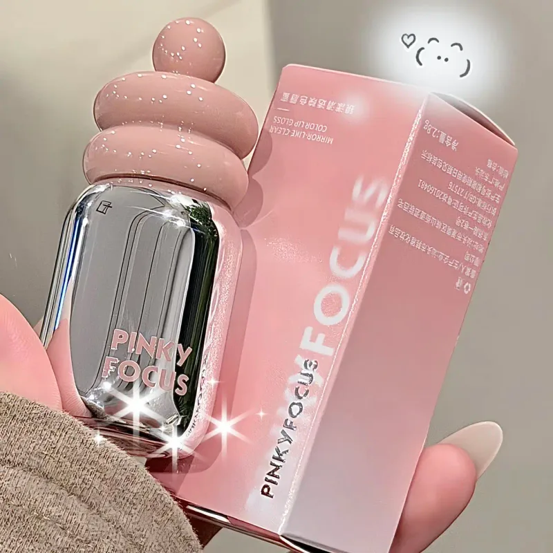 Pinkyfocus ברור שפתון גלוס בגימור זכוכית לחות גוון עירום לא דביק אידיאלי לשכבות להבהרת שפתיים