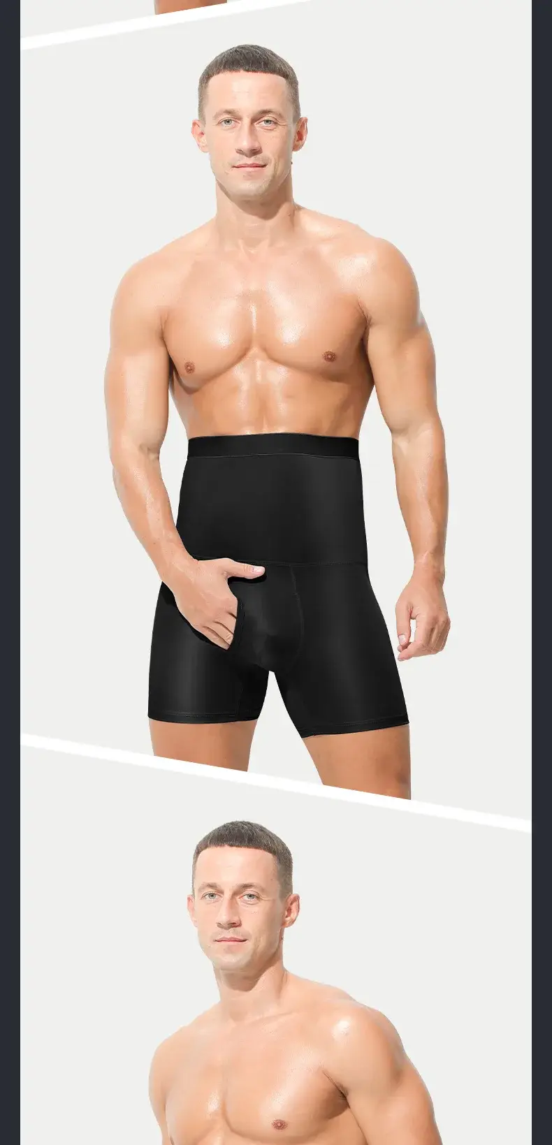3PCS Men's sports underwear: high-waisted, belt-cinching, lengthened, anti-leg chafing, waist-protecting, flat-angle shorts — image 11