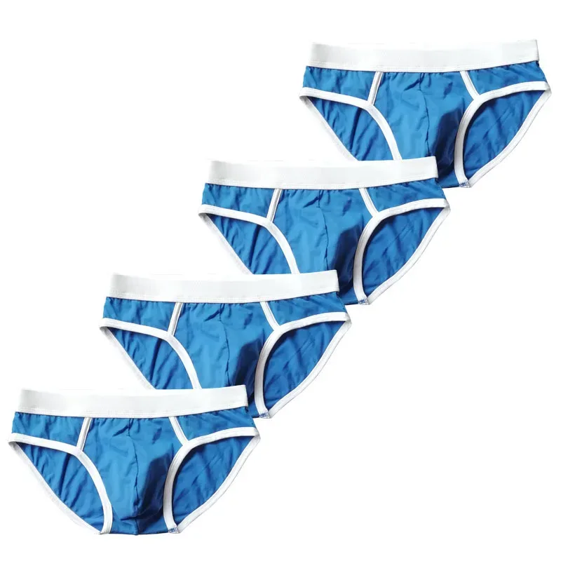 4PCS Men Cottn Briefs Underwear Simple Breathable Low Waist Lingerie Underpants Male Homewear Trunks Calzoncillos — image 1
