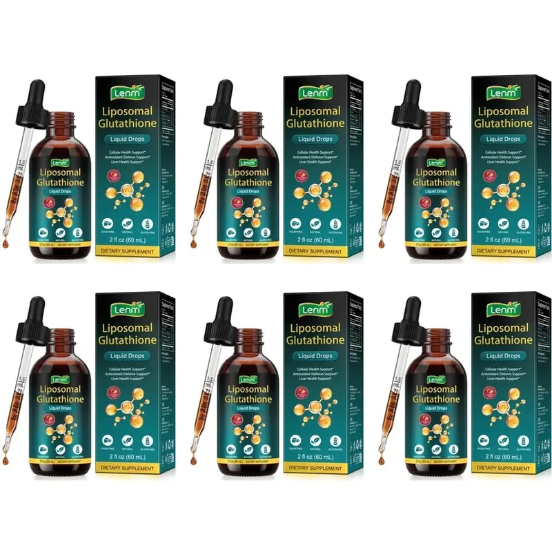 Lenm Liposomal Glutathione Liquid Drops for Antioxidant Cellular & Liver Support with NAC Vitamin C Strawberry Flavor 60 mL
