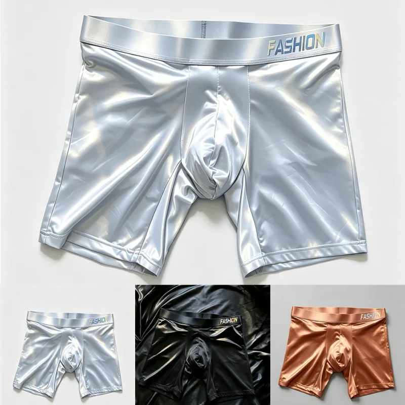 Mens Underwear Boxers Man Solid Slim Ice Silk Extended Leg Boxer Shorts Ropa Middle Waist Sports Panties Male Underpants