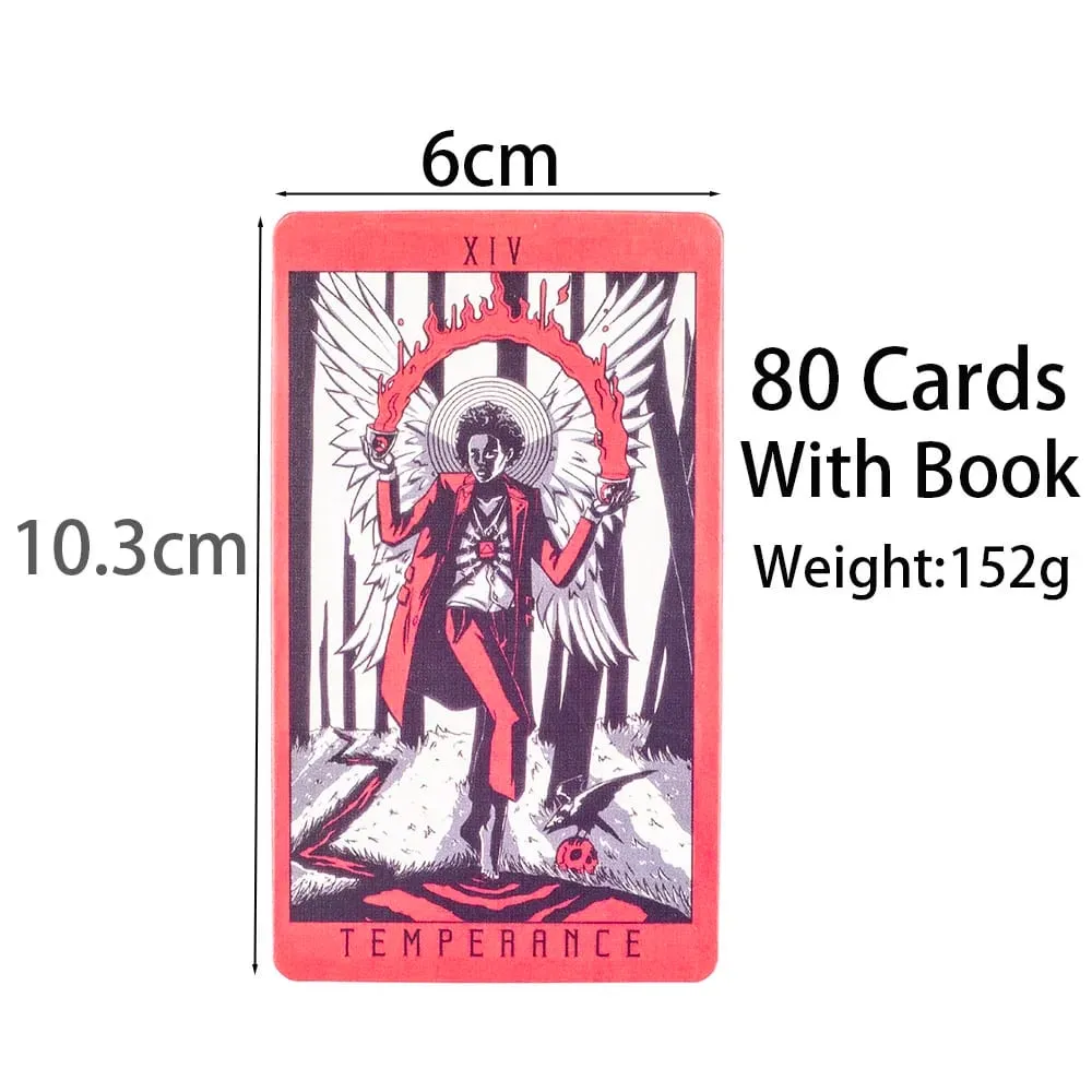 Σετ παιχνιδιών Lost Hollow Tarot 80 καρτών με Οδηγό - Κόκκινες επιχρυσωμένες άκρες ιδανικές για οικογενειακά πάρτι Συμπαγές μέγεθος 10,3x6 cm — image 4