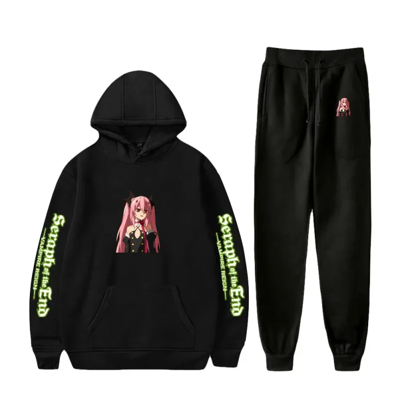 Harajuku Comfortable Seraph of the End Print Sweatshirt Sweatpants Suit Hoodies+ Pantalon Suit Boys/Girls 2 Piece Set na Damit