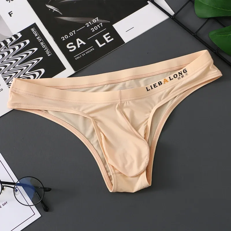 Panlalaking Briefs Bikini Sexy Underwear Men Ice Silk Penis Pouch Briefs Cuecas Calzoncillos Hombre Slip Gay Solid Lingerie ng Lalaki — image 4