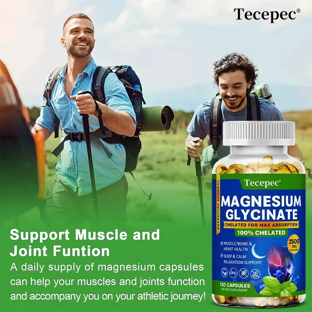 Magnesium Glycinate Supplement Highly Absorbed Supports Muscle Relaxation and Recovery Maximum Bioavailability 120 Capsules — image 6