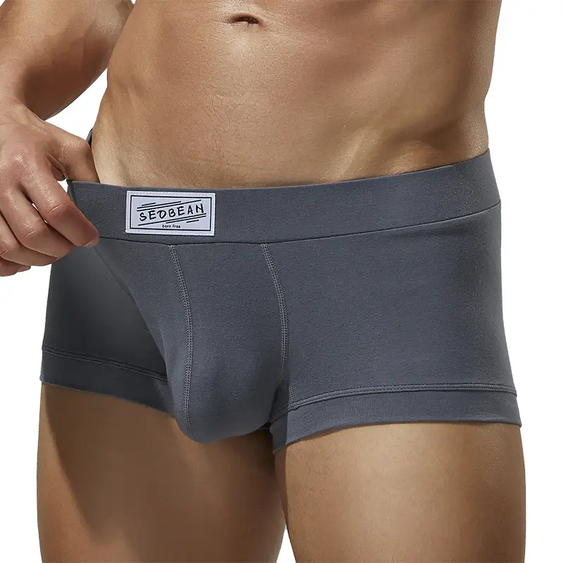Men's solid color flat underwear, comfortable and breathable, high elasticity flat cut shorts
