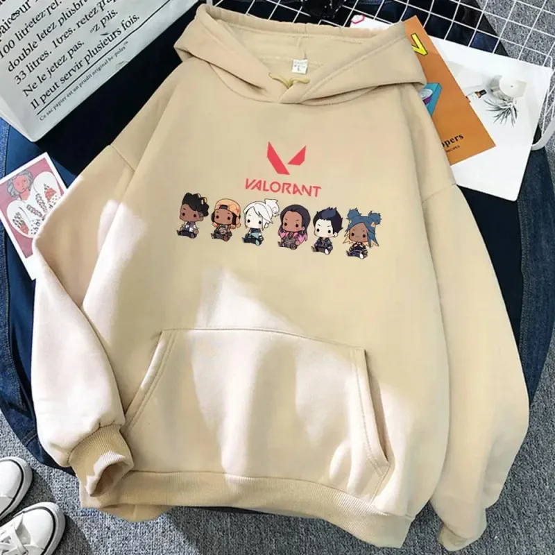 Valorant anime 2d impressão moletom de algodão masculino casual oversized pulôver popular streetwear moda moletom tendência roupas masculinas