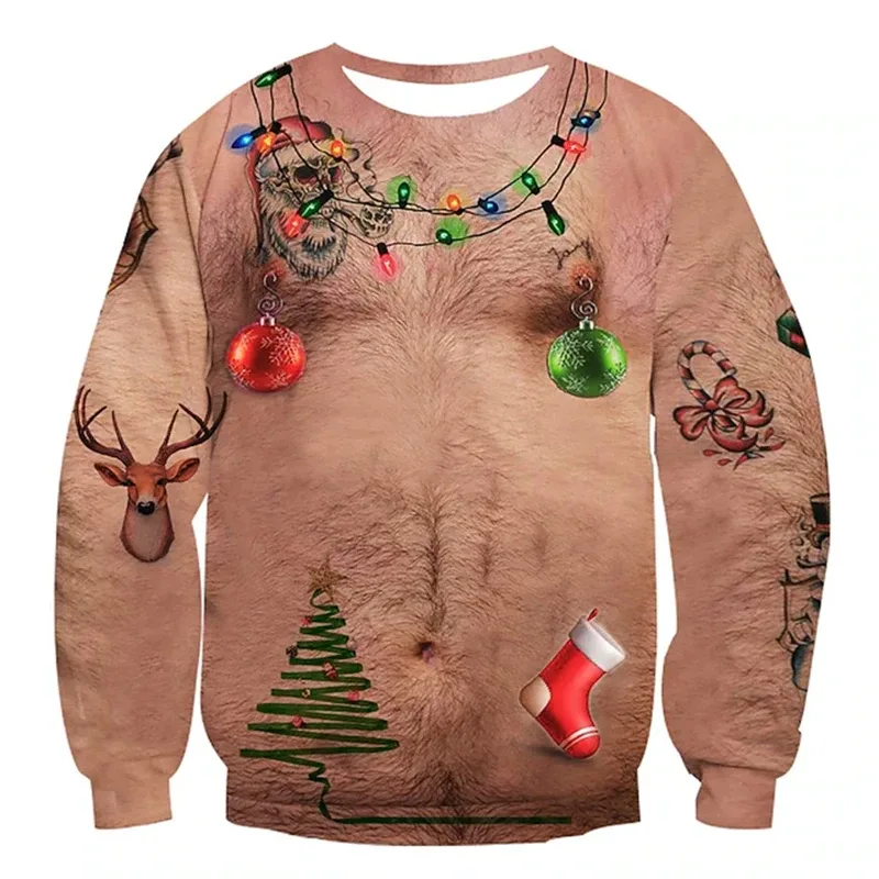 Natal feio camisola engraçado impressão 3d padrão muscular camisolas para homens nova moda pulôver festa cosplay traje presente de natal — image 11