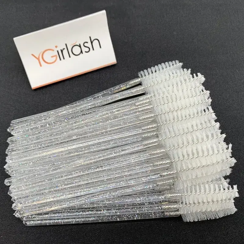YGirlash 50 יחידות Lash Swans מוליך ריסים קריסטל ידית יהלום חד פעמית שרביטי מסקרה ניילון מברשת כלים קוסמטיים — image 19
